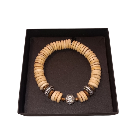 BPD 2 Piece Beaded Stretch Bracelet Set, Brown & Blue, NWOT - Picture 3 of 6